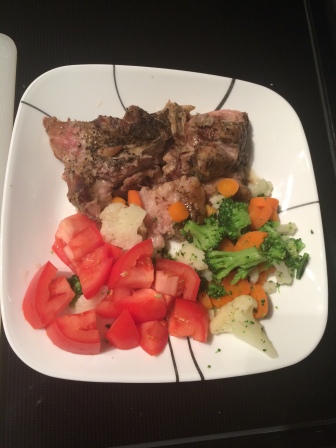 Slow Cooked Italian Roasted Pork Shoulder with tomatoes and mixed vegetables